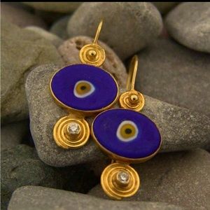 Gorgeous TRENDING Gold Vermeil plated Cobalt Blue Artistic Earrings.FINAL PRICE